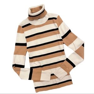 Maeve Anthropologie Ribbed Striped Thin Turtleneck Sweater Top